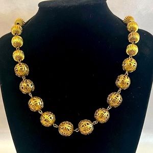 Delicate Vintage Gold and Metal Ball Necklace